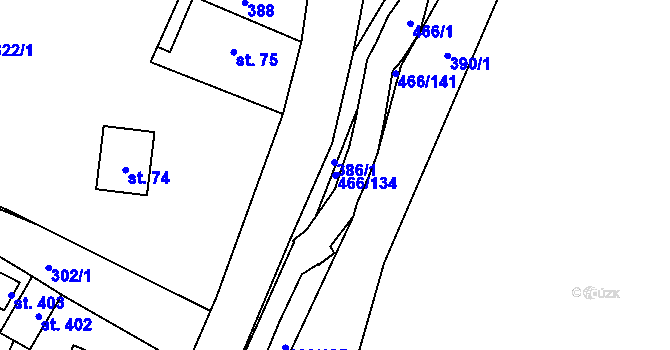 Parcela st. 466/134 v KÚ Perštejn, Katastrální mapa