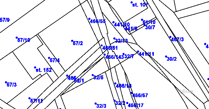 Parcela st. 466/143 v KÚ Perštejn, Katastrální mapa