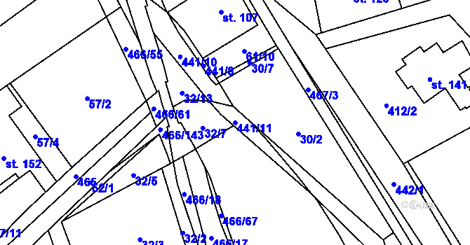 Parcela st. 441/11 v KÚ Perštejn, Katastrální mapa