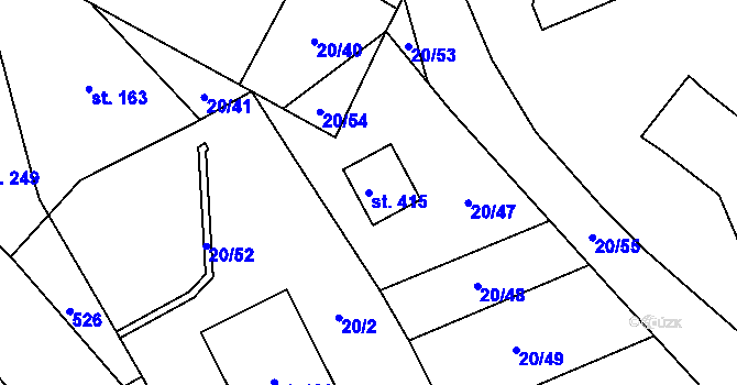 Parcela st. 415 v KÚ Perštejn, Katastrální mapa