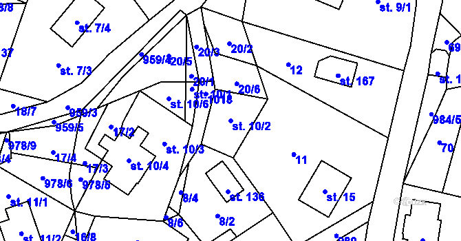 Parcela st. 10/2 v KÚ Rájov u Perštejna, Katastrální mapa