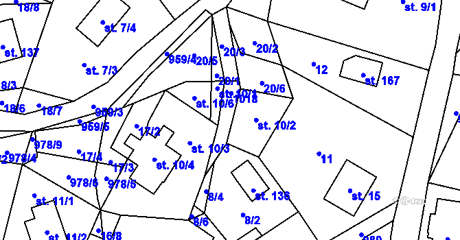 Parcela st. 10/5 v KÚ Rájov u Perštejna, Katastrální mapa