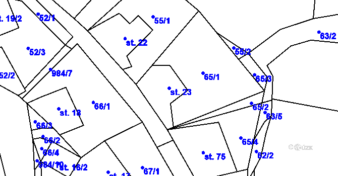 Parcela st. 23 v KÚ Rájov u Perštejna, Katastrální mapa