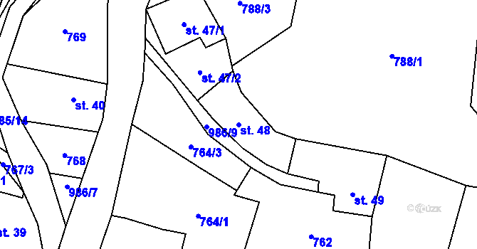 Parcela st. 48 v KÚ Rájov u Perštejna, Katastrální mapa