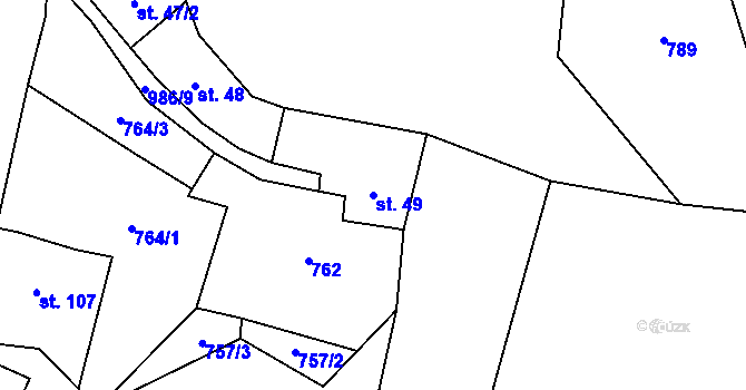 Parcela st. 49 v KÚ Rájov u Perštejna, Katastrální mapa