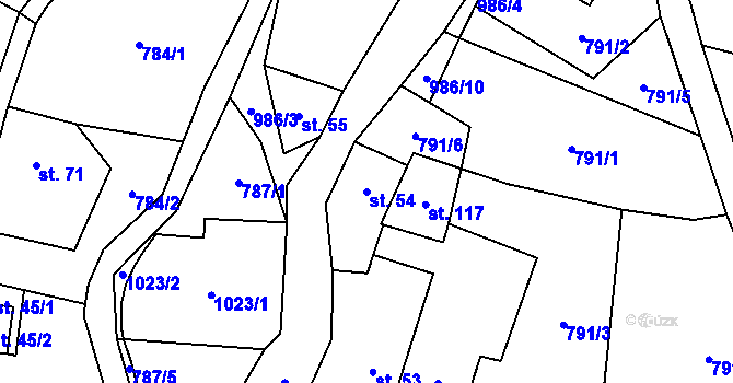 Parcela st. 54 v KÚ Rájov u Perštejna, Katastrální mapa