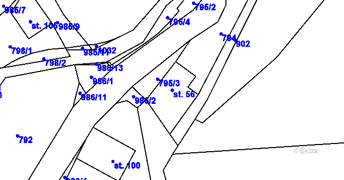 Parcela st. 56 v KÚ Rájov u Perštejna, Katastrální mapa