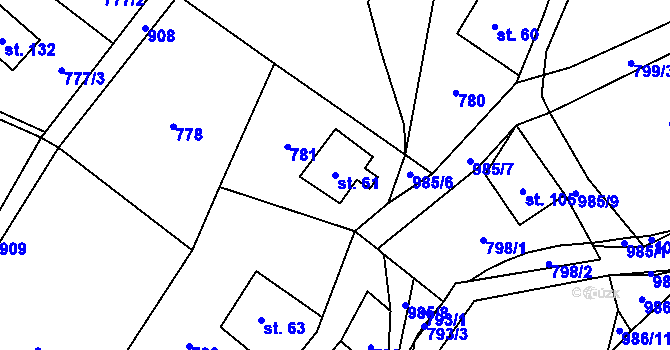 Parcela st. 61 v KÚ Rájov u Perštejna, Katastrální mapa