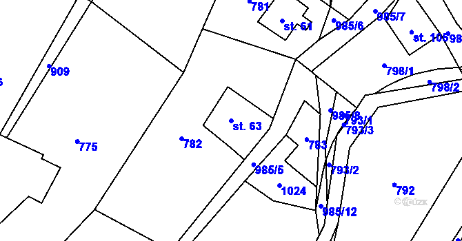 Parcela st. 63 v KÚ Rájov u Perštejna, Katastrální mapa