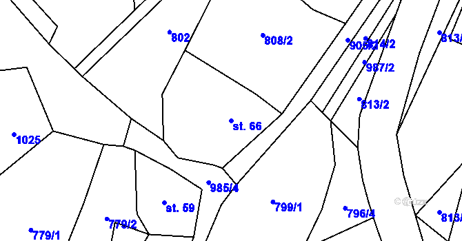 Parcela st. 66 v KÚ Rájov u Perštejna, Katastrální mapa