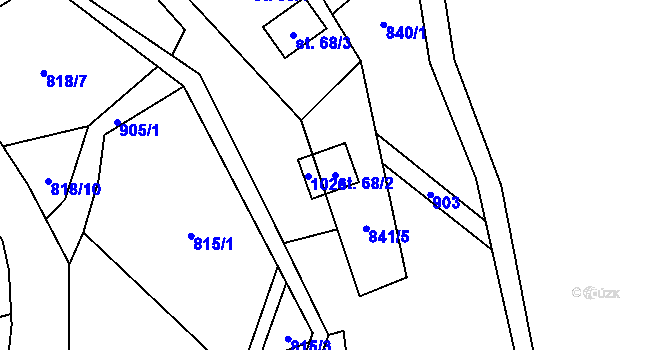 Parcela st. 68/2 v KÚ Rájov u Perštejna, Katastrální mapa
