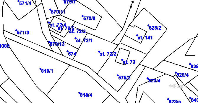 Parcela st. 72/2 v KÚ Rájov u Perštejna, Katastrální mapa