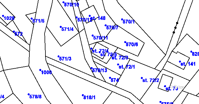 Parcela st. 72/5 v KÚ Rájov u Perštejna, Katastrální mapa