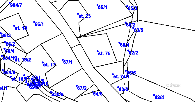 Parcela st. 75 v KÚ Rájov u Perštejna, Katastrální mapa