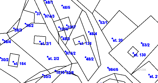 Parcela st. 121 v KÚ Rájov u Perštejna, Katastrální mapa