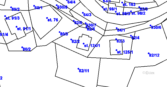 Parcela st. 124/1 v KÚ Rájov u Perštejna, Katastrální mapa