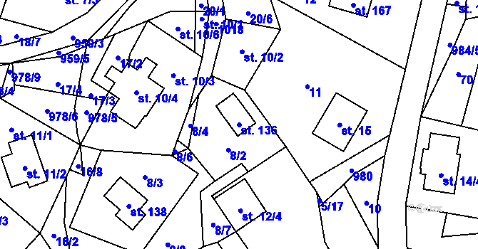 Parcela st. 136 v KÚ Rájov u Perštejna, Katastrální mapa