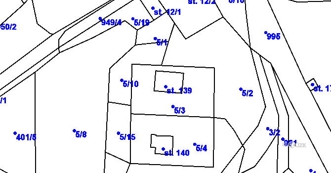 Parcela st. 139 v KÚ Rájov u Perštejna, Katastrální mapa
