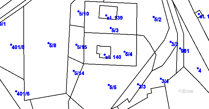Parcela st. 140 v KÚ Rájov u Perštejna, Katastrální mapa
