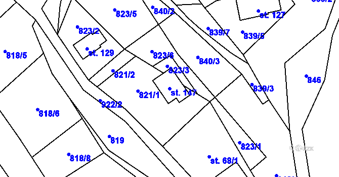 Parcela st. 147 v KÚ Rájov u Perštejna, Katastrální mapa