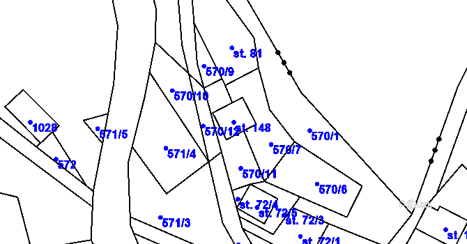 Parcela st. 148 v KÚ Rájov u Perštejna, Katastrální mapa