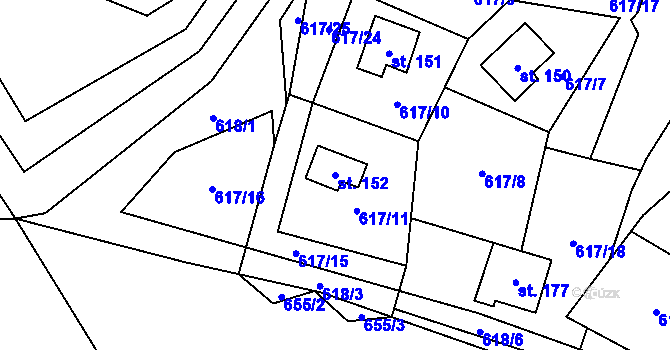 Parcela st. 152 v KÚ Rájov u Perštejna, Katastrální mapa