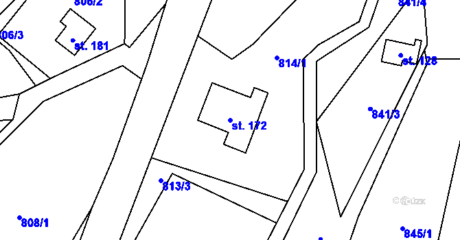 Parcela st. 172 v KÚ Rájov u Perštejna, Katastrální mapa