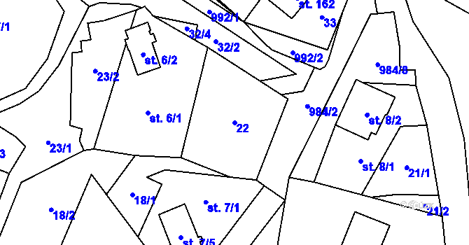 Parcela st. 22 v KÚ Rájov u Perštejna, Katastrální mapa