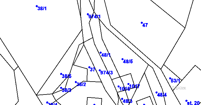 Parcela st. 48/1 v KÚ Rájov u Perštejna, Katastrální mapa