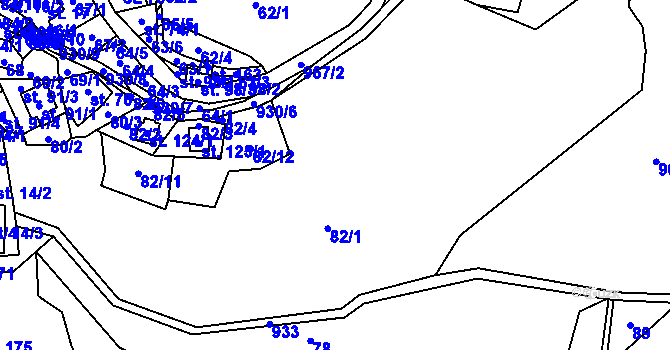 Parcela st. 82/1 v KÚ Rájov u Perštejna, Katastrální mapa