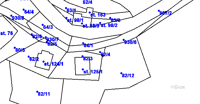 Parcela st. 82/4 v KÚ Rájov u Perštejna, Katastrální mapa