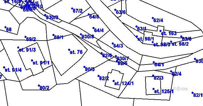 Parcela st. 82/6 v KÚ Rájov u Perštejna, Katastrální mapa
