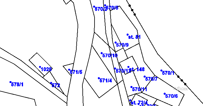 Parcela st. 570/10 v KÚ Rájov u Perštejna, Katastrální mapa