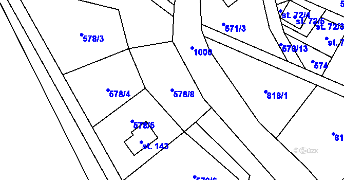 Parcela st. 578/8 v KÚ Rájov u Perštejna, Katastrální mapa