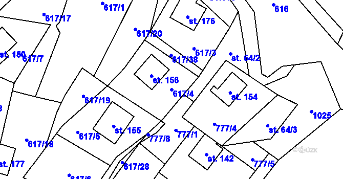 Parcela st. 617/4 v KÚ Rájov u Perštejna, Katastrální mapa