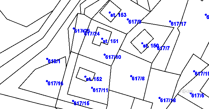 Parcela st. 617/10 v KÚ Rájov u Perštejna, Katastrální mapa