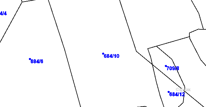 Parcela st. 684/10 v KÚ Rájov u Perštejna, Katastrální mapa