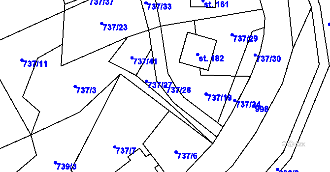 Parcela st. 737/28 v KÚ Rájov u Perštejna, Katastrální mapa