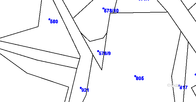 Parcela st. 578/9 v KÚ Rájov u Perštejna, Katastrální mapa