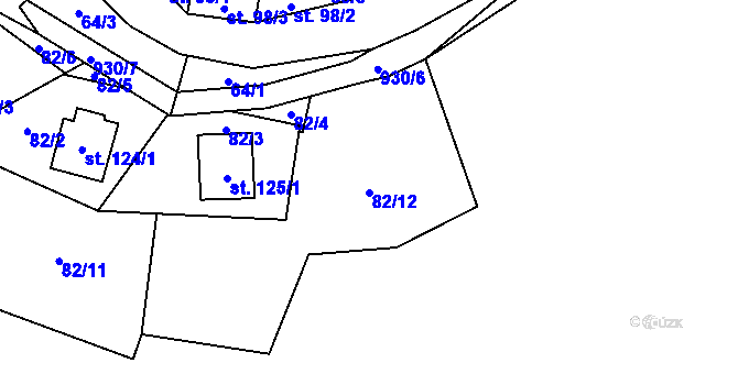 Parcela st. 82/12 v KÚ Rájov u Perštejna, Katastrální mapa