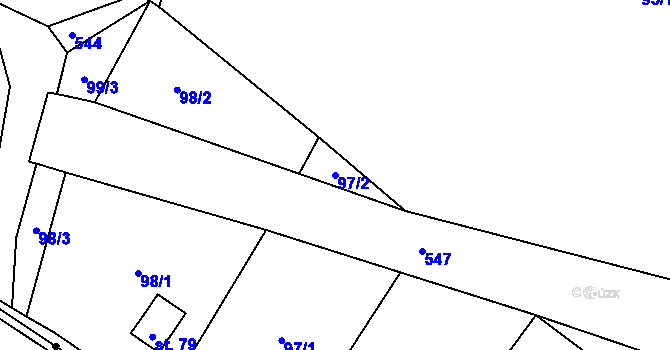 Parcela st. 97/2 v KÚ Dolní Pohleď, Katastrální mapa