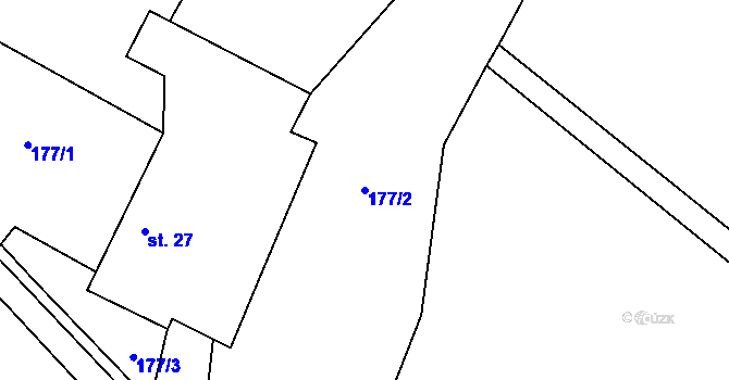 Parcela st. 177/2 v KÚ Dolní Pohleď, Katastrální mapa