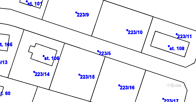 Parcela st. 223/5 v KÚ Dolní Pohleď, Katastrální mapa