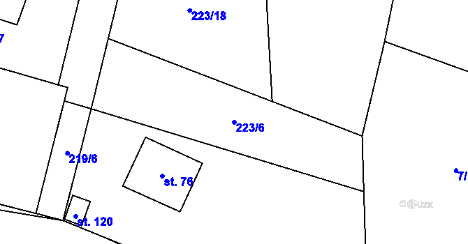 Parcela st. 223/6 v KÚ Dolní Pohleď, Katastrální mapa