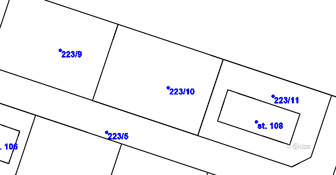 Parcela st. 223/10 v KÚ Dolní Pohleď, Katastrální mapa