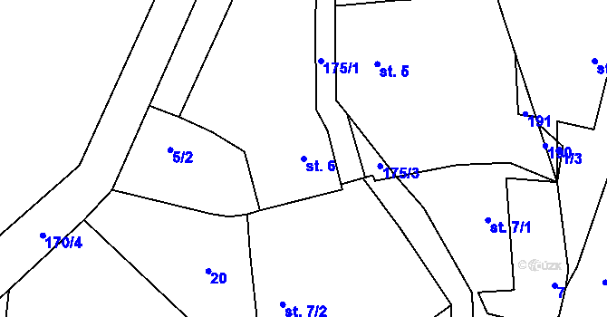 Parcela st. 6 v KÚ Chlístovice u Pertoltic, Katastrální mapa