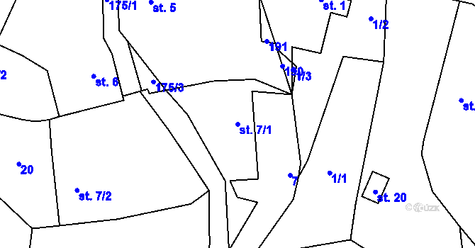 Parcela st. 7/1 v KÚ Chlístovice u Pertoltic, Katastrální mapa