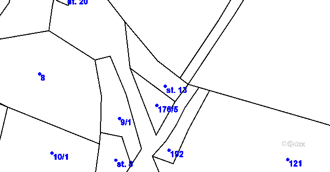 Parcela st. 13 v KÚ Chlístovice u Pertoltic, Katastrální mapa
