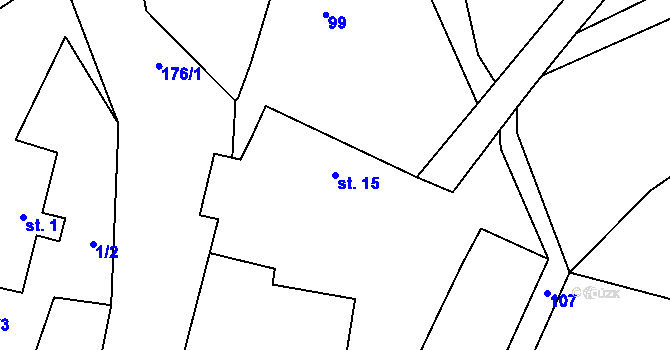 Parcela st. 15 v KÚ Chlístovice u Pertoltic, Katastrální mapa