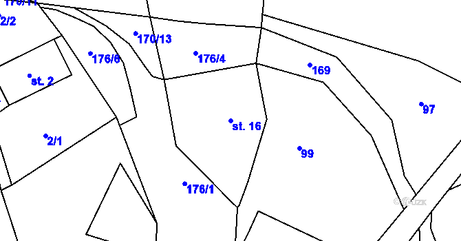 Parcela st. 16 v KÚ Chlístovice u Pertoltic, Katastrální mapa